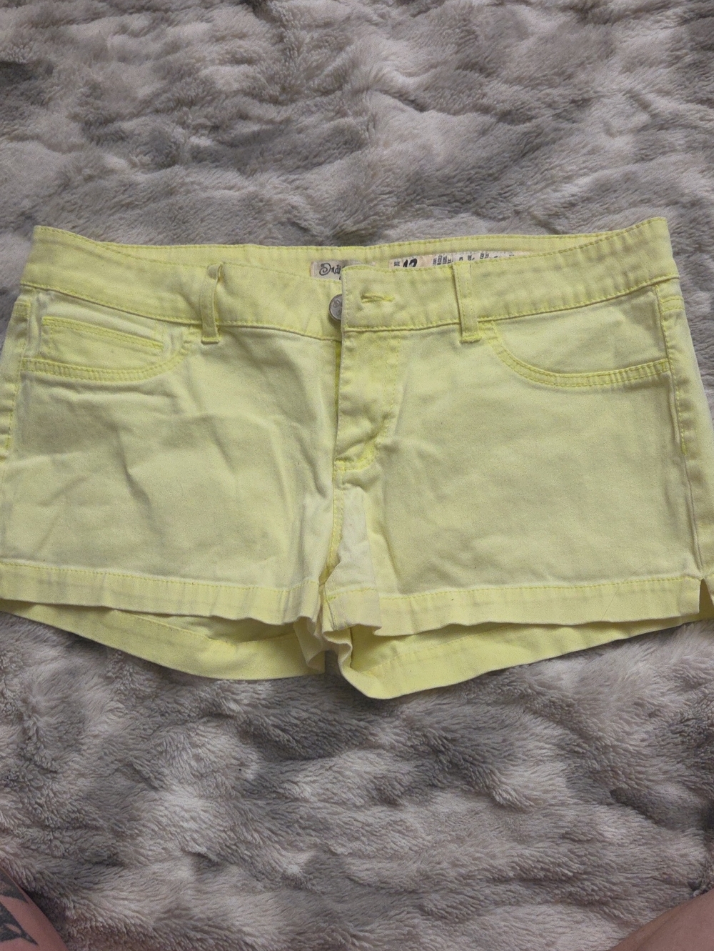 Indigo Rein Light Yellow Denim Shortalls